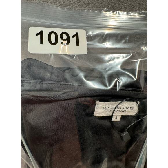 Mistress Rocks LA Make Over Black Plunge Grommet Eyelet Bodycon Dress Size S - Picture 14 of 14